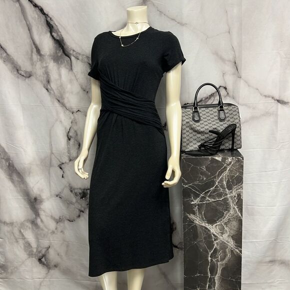 Anthropology dress charcoal, short sleeve mid length - Picture 5 of 8